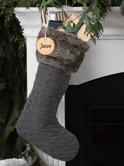 Personalised Grey Knit Christmas Stocking by Dibor - Image 1 of 3