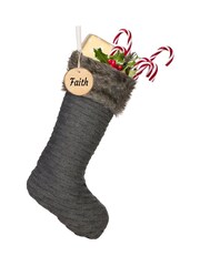 Personalised Grey Knit Christmas Stocking by Dibor - Image 2 of 3