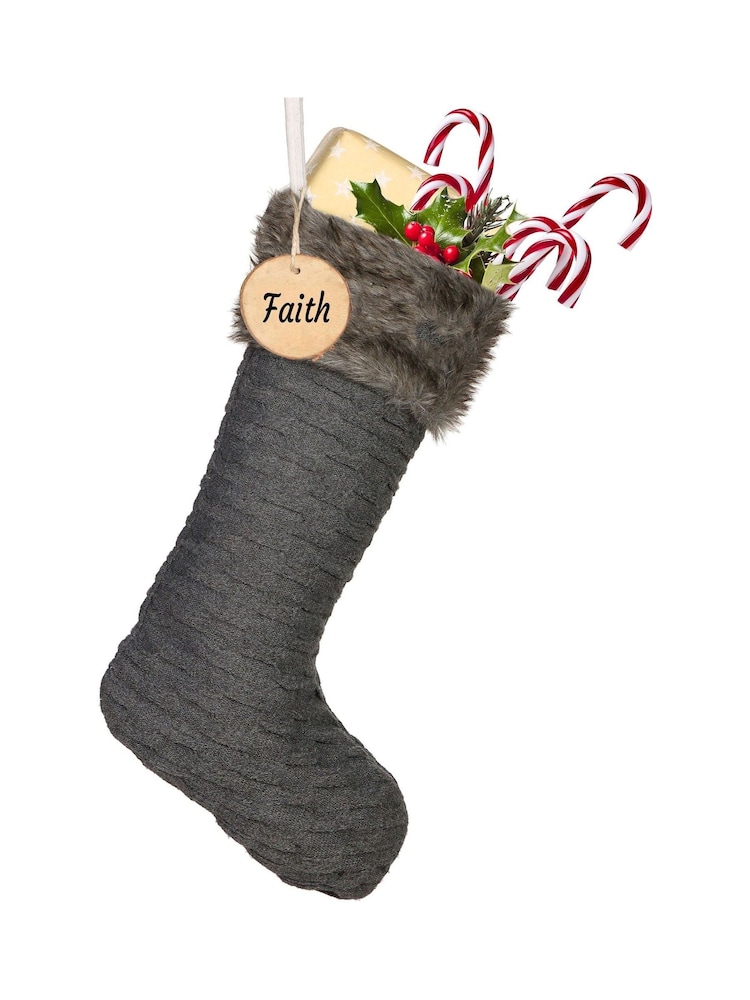 Personalised Grey Knit Christmas Stocking by Dibor - Image 2 of 3