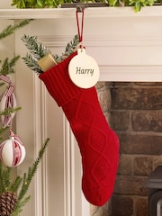 Personalised Red Cable Knit Christmas Stocking by Dibor - Image 1 of 5