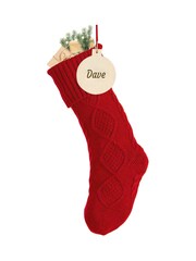 Personalised Red Cable Knit Christmas Stocking by Dibor - Image 2 of 5