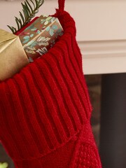 Personalised Red Cable Knit Christmas Stocking by Dibor - Image 3 of 5