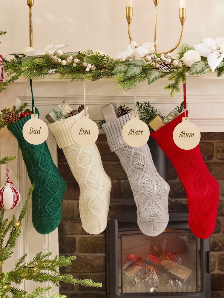 Personalised Red Cable Knit Christmas Stocking by Dibor - Image 5 of 5