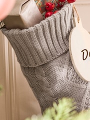 Personalised Grey Cable Knit Christmas Stocking by Dibor - Image 3 of 5