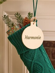 Personalised Green Cable Knit Christmas Stocking by Dibor - Image 2 of 5