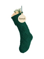 Personalised Green Cable Knit Christmas Stocking by Dibor - Image 5 of 5