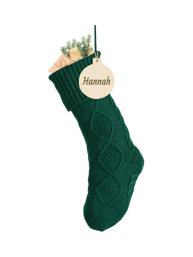 Personalised Green Cable Knit Christmas Stocking by Dibor - Image 5 of 5