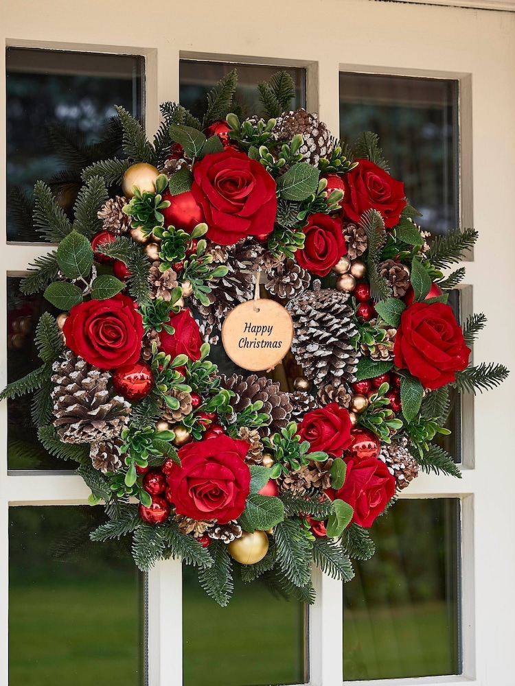 Personalised Royale Christmas Rose Wreath by Dibor - Image 1 of 5