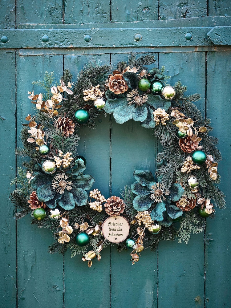 Personalised Large Highbury Luxury Christmas Wreath by Dibor - Image 1 of 5
