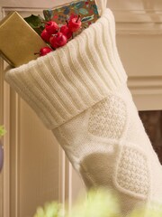 Personalised Cream Cable Knit Christmas Stocking by Dibor - Image 3 of 5