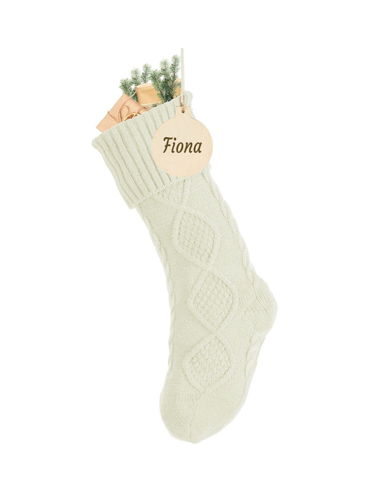 Personalised Cream Cable Knit Christmas Stocking by Dibor - Image 5 of 5 Personalised Cream Cable Knit Christmas Stocking by Dibor - Image 5 of 5