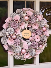 Personalised Pink Roses Christmas Wreath by Dibor - Image 1 of 5