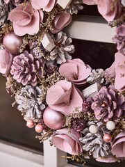 Personalised Pink Roses Christmas Wreath by Dibor - Image 2 of 5