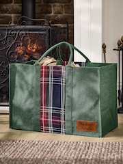 Personalised Green Fireside Kindling and Wood Storage Bag by Dibor - Image 1 of 5