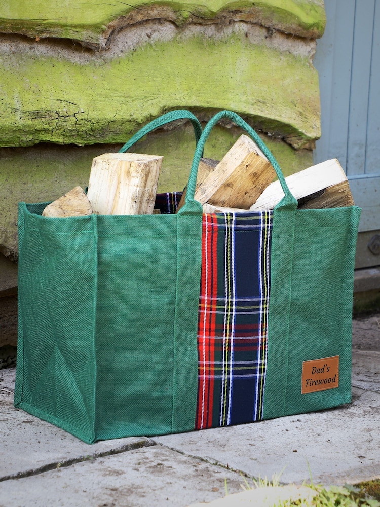 Personalised Green Fireside Kindling and Wood Storage Bag by Dibor - Image 2 of 5