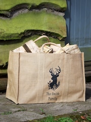 Personalised Stag Fireside Kindling and Wood Storage Bag by Dibor - Image 2 of 5