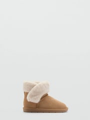 Mango Brown Faux Fur Ankle Boots - Image 1 of 3