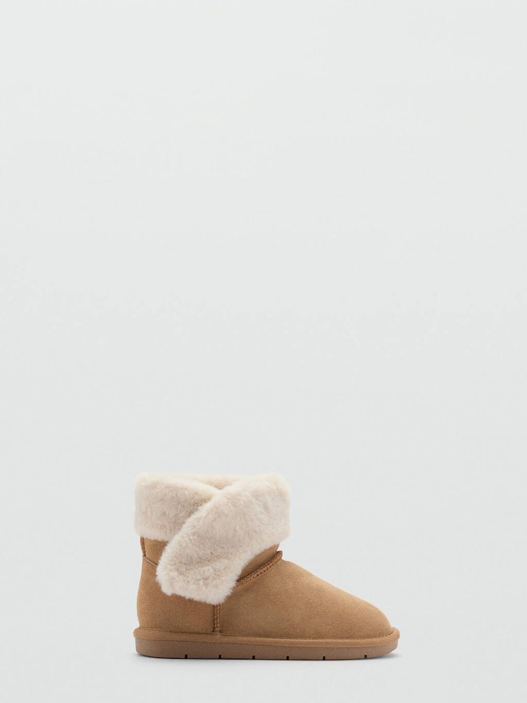 Mango Brown Faux Fur Ankle Boots - Image 1 of 3