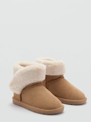 Mango Brown Faux Fur Ankle Boots - Image 2 of 3