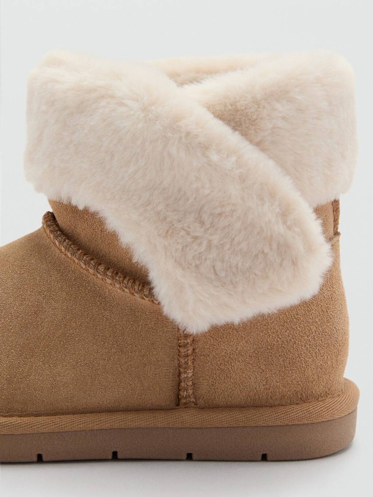 Mango Brown Faux Fur Ankle Boots - Image 3 of 3