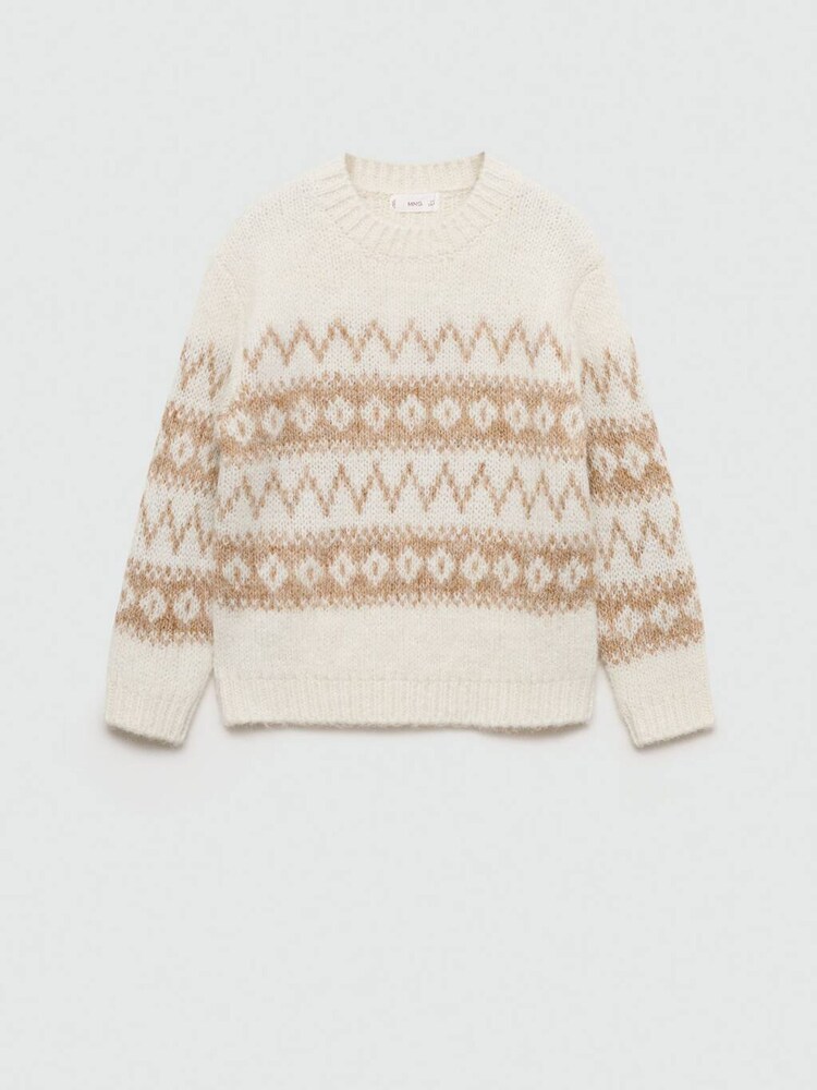 Mango Cream 100% Cotton Jacquard Sweater - Image 1 of 1