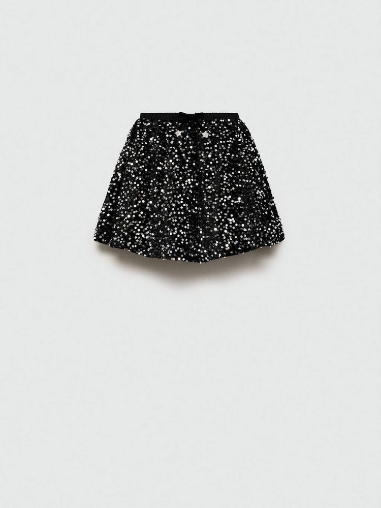Mango Black Velvet Sequin Skirt - Image 1 of 3 Mango Black Velvet Sequin Skirt - Image 1 of 3