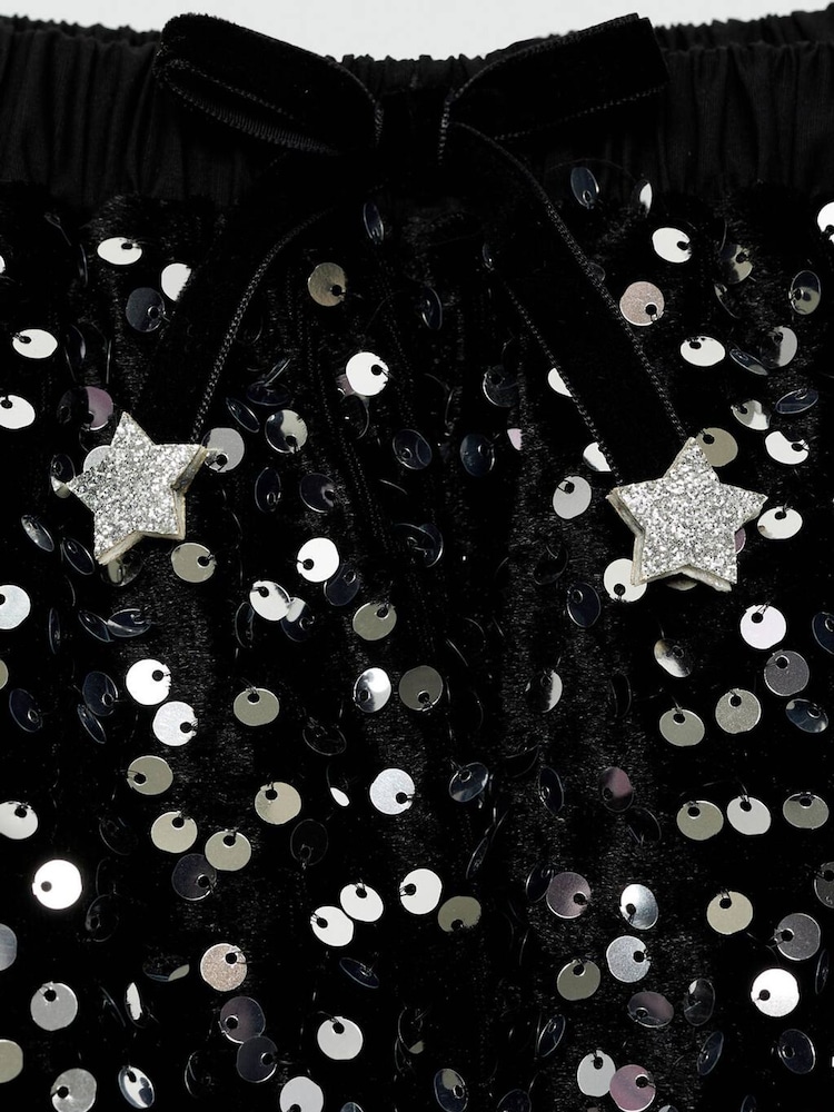 Mango Black Velvet Sequin Skirt - Image 3 of 3 Mango Black Velvet Sequin Skirt - Image 3 of 3