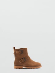 Mango Brown Buckle Leather Ankle Brown Boots - Image 1 of 3