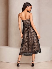 Lipsy Black Premium Lace Bandeau Prom Midi Dress - Image 2 of 4