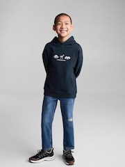 Mango Blue Dinosaur Print 100% Cotton Hoodie - Image 1 of 6
