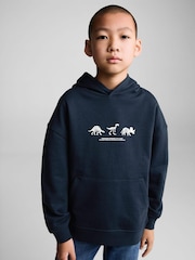 Mango Blue Dinosaur Print 100% Cotton Hoodie - Image 2 of 6