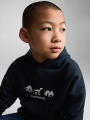 Mango Blue Dinosaur Print 100% Cotton Hoodie - Image 3 of 6
