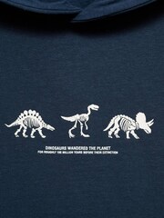 Mango Blue Dinosaur Print 100% Cotton Hoodie - Image 6 of 6