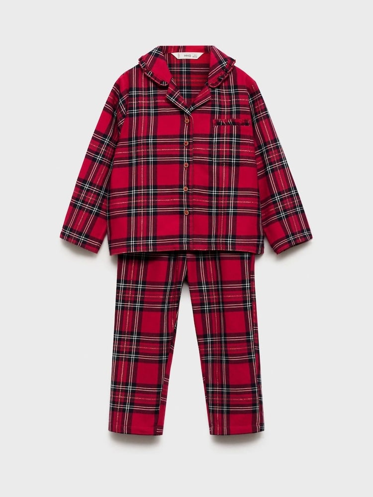 Mango Red Two-Pieces Check Long Pyjamas - Image 1 of 3