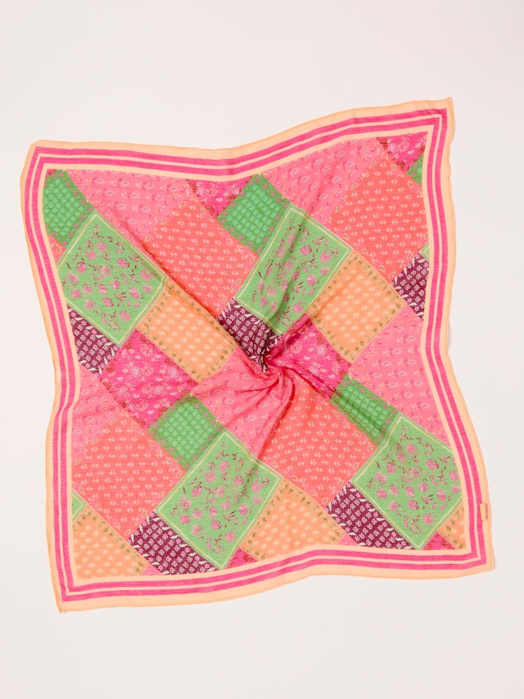 FatFace Pink Patchwork Printed Hair Scarf - Image 2 of 2