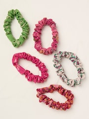 FatFace Pink Fire Print Scrunchies 5 Pack - Image 1 of 2