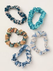 FatFace Water Print Scrunchies 5 Pack - Image 1 of 2