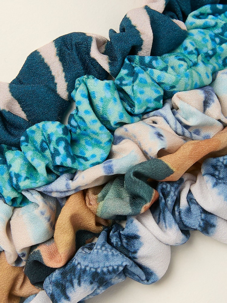 FatFace Water Print Scrunchies 5 Pack - Image 2 of 2