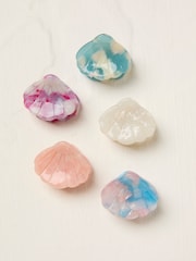 FatFace Multi Mini Shell Hair Clips 5 Pack - Image 1 of 2