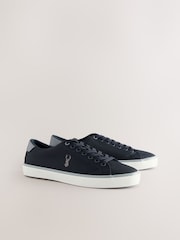 Navy Canvas Stag Trainers - Image 2 of 5