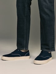 Navy Suede Mix Canvas Pumps - Image 1 of 1