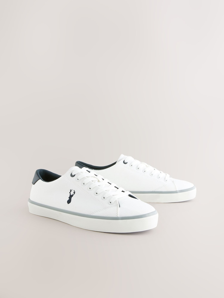 White Canvas Stag Trainers - Image 1 of 5