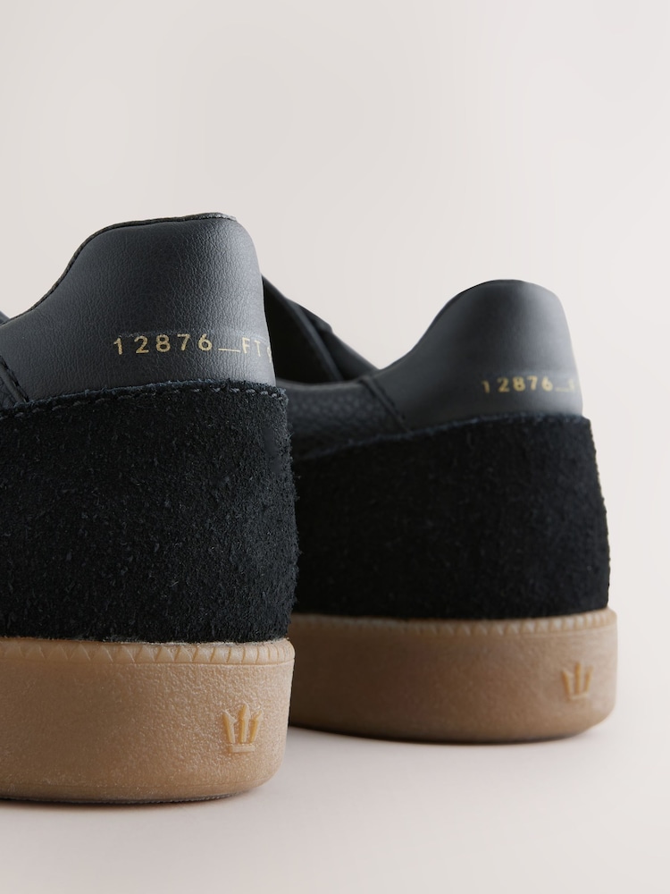 Black Smart Casual Lace-Up Trainers with Suede Trim - Image 5 of 6