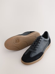 Black Smart Casual Lace-Up Trainers with Suede Trim - Image 6 of 6