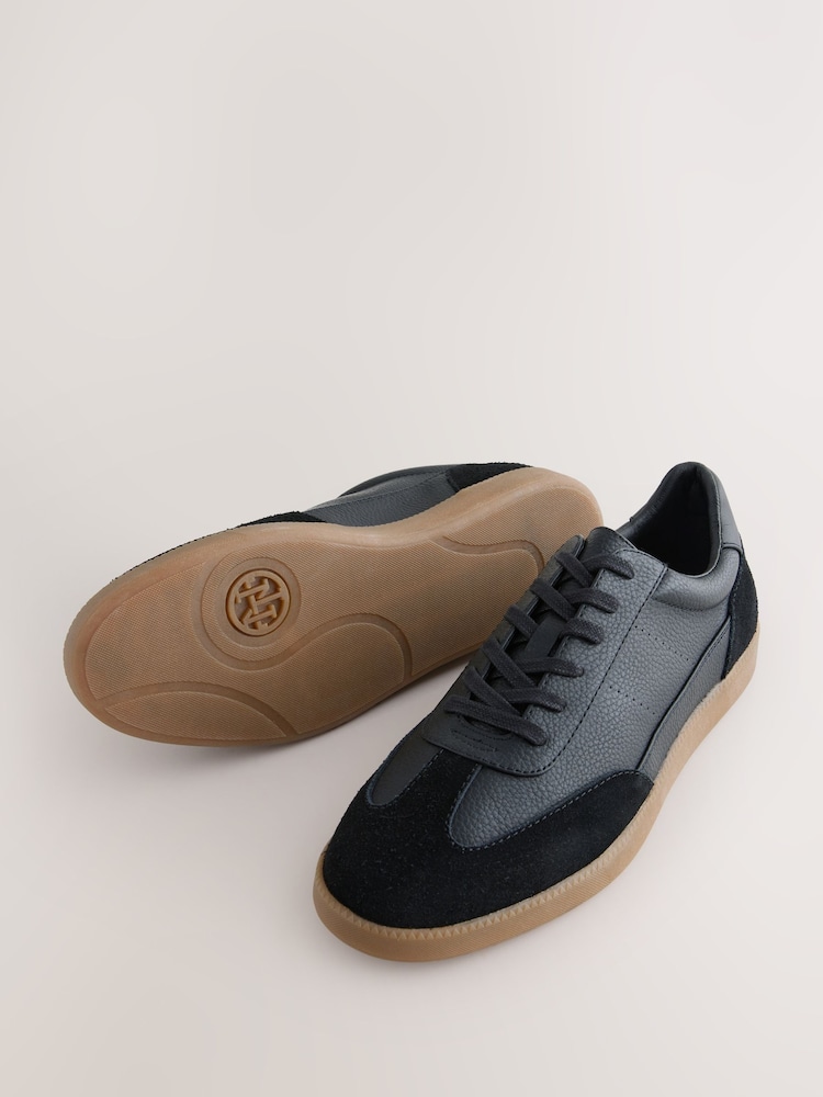 Black Smart Casual Lace-Up Trainers with Suede Trim - Image 6 of 6