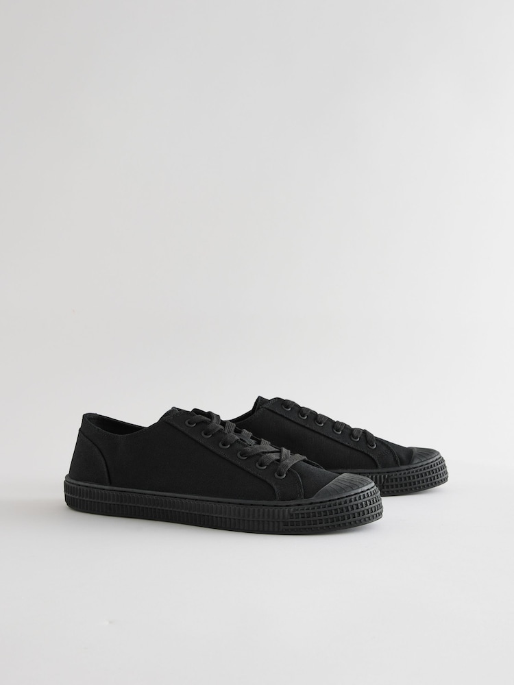 Black Canvas Trainers Shoes - Image 1 of 6