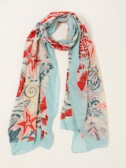 FatFace Blue Sea Scene Lightweight Scarf - Image 1 of 2