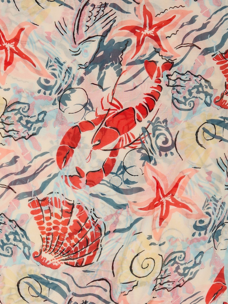 FatFace Blue Sea Scene Lightweight Scarf - Image 2 of 2