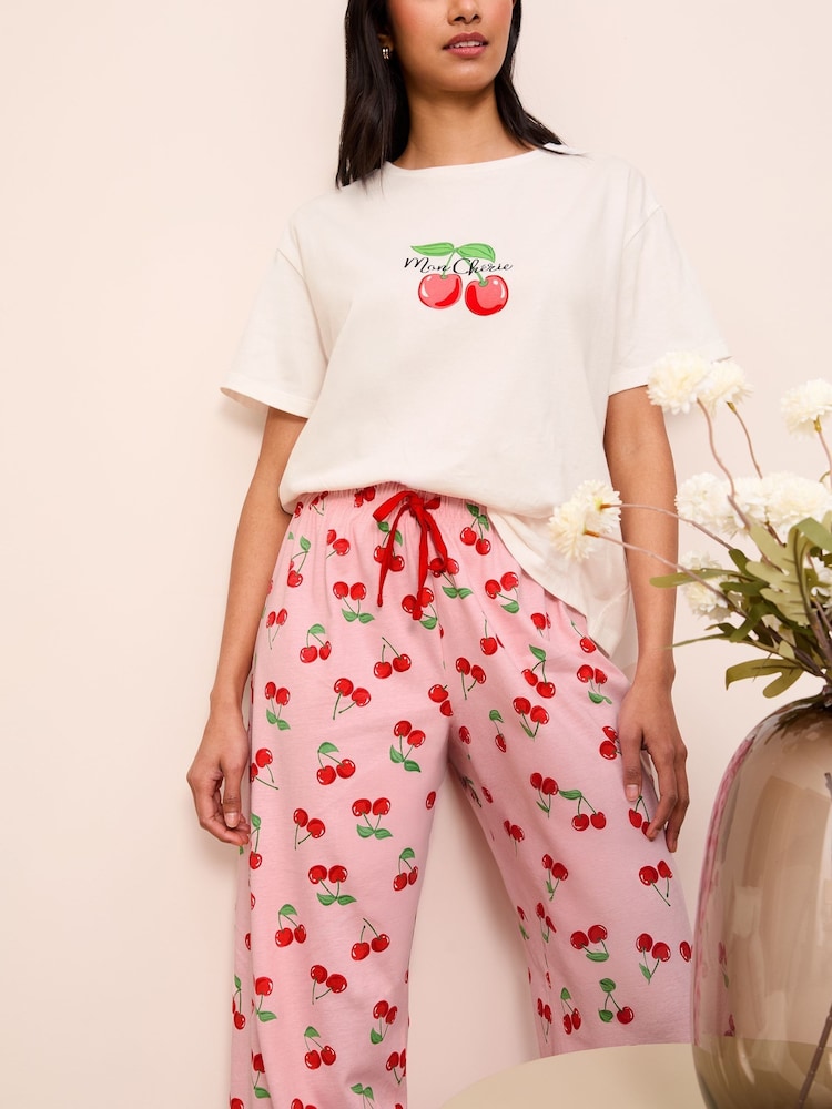 Friends Like These Pink T-Shirt and Trousers Jersey 100% Cotton Pyjamas Set - Image 1 of 4