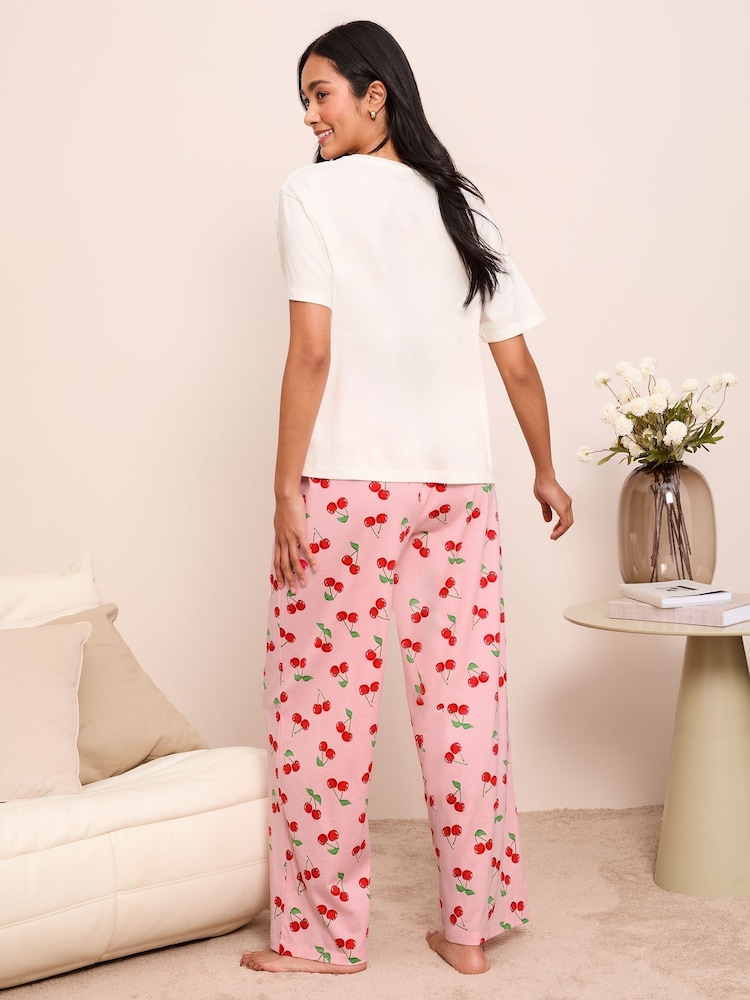 Friends Like These Pink T-Shirt and Trousers Jersey 100% Cotton Pyjamas Set - Image 4 of 4